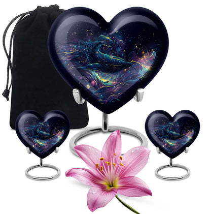 10-inch abstract heart design fish urn