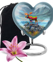 moose walking-themed heart urn
