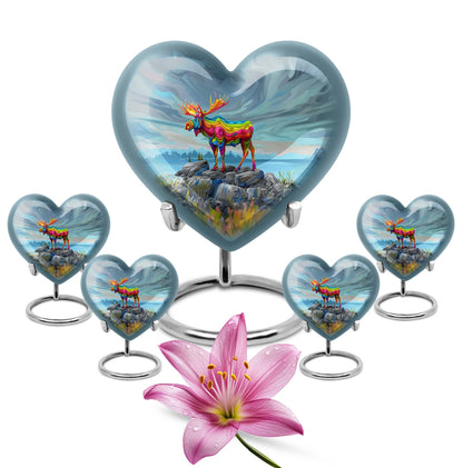 moose walking-themed heart urn