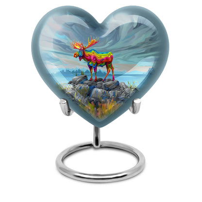 moose walking-themed heart urn