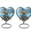 moose walking-themed heart urn