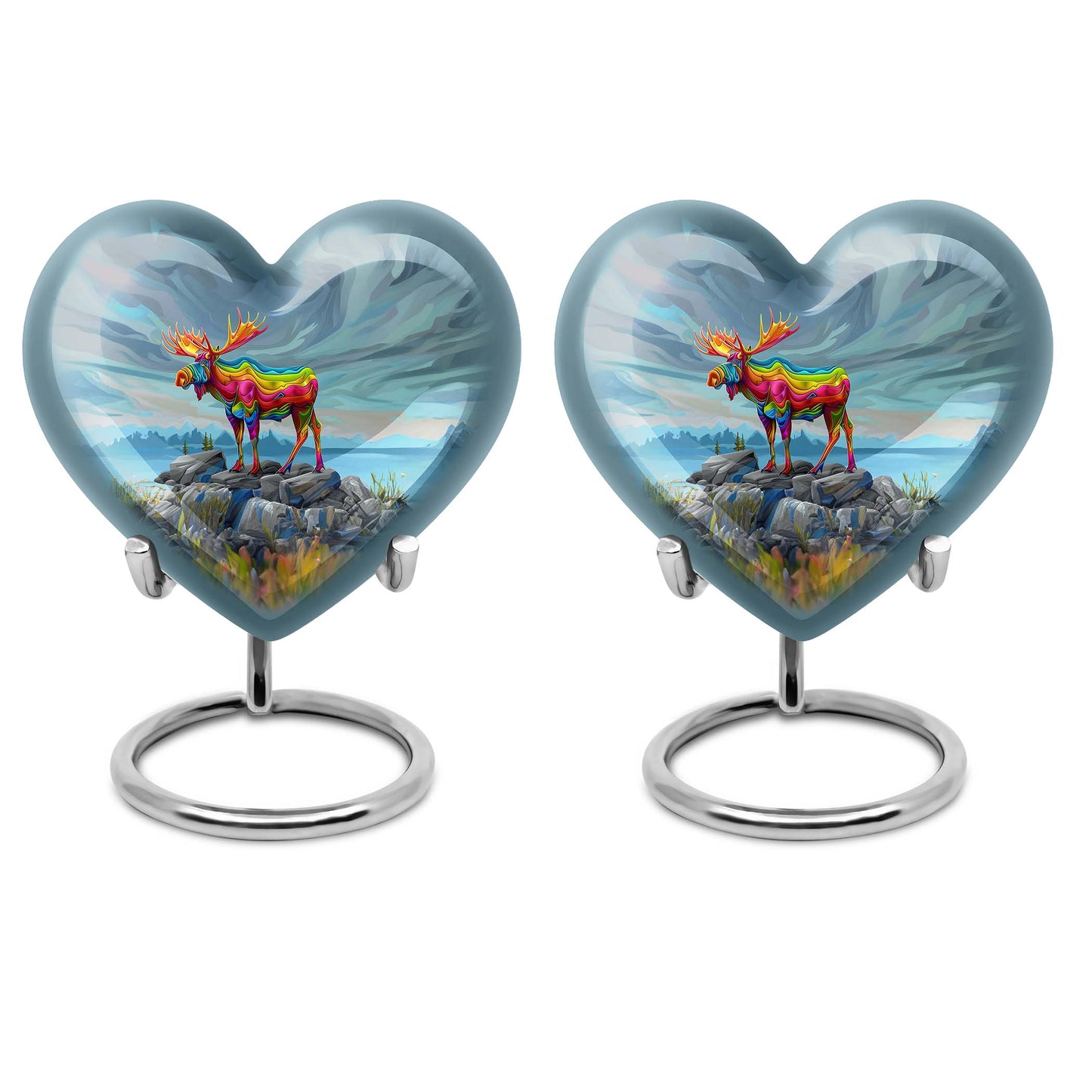 moose walking-themed heart urn