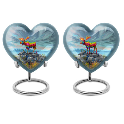 moose walking-themed heart urn