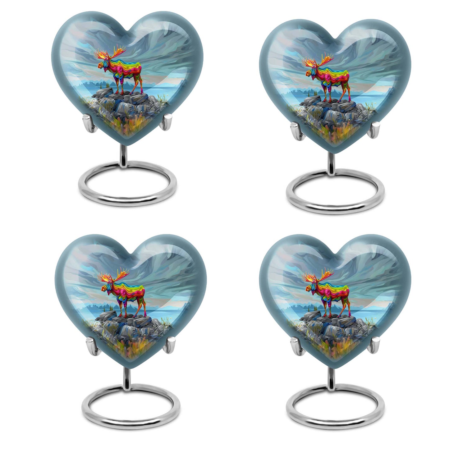 moose walking-themed heart urn