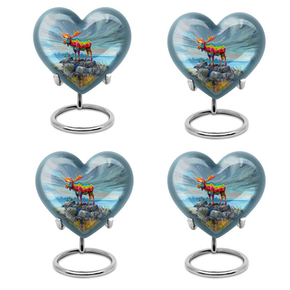 moose walking-themed heart urn