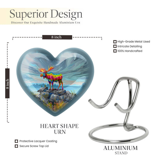 moose walking-themed heart urn
