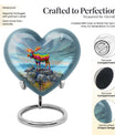 moose walking-themed heart urn