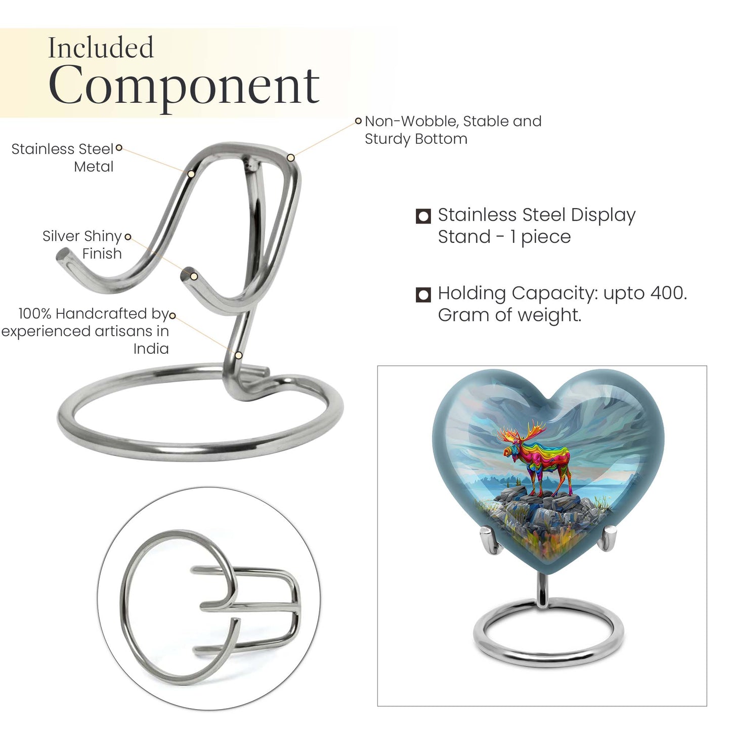 moose walking-themed heart urn
