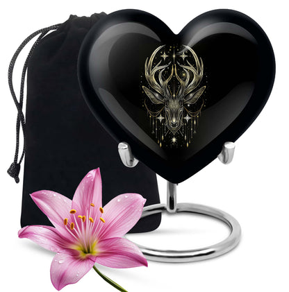 10 inch heart-shaped moose walking urn, 
