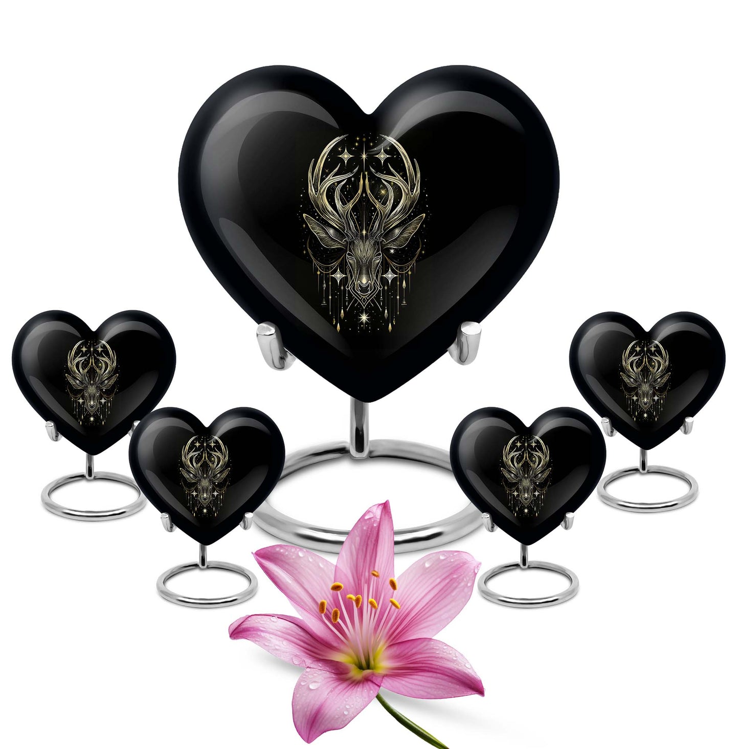 10 inch heart-shaped moose walking urn, 