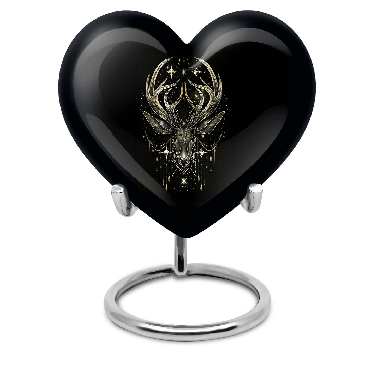 10 inch heart-shaped moose walking urn, 