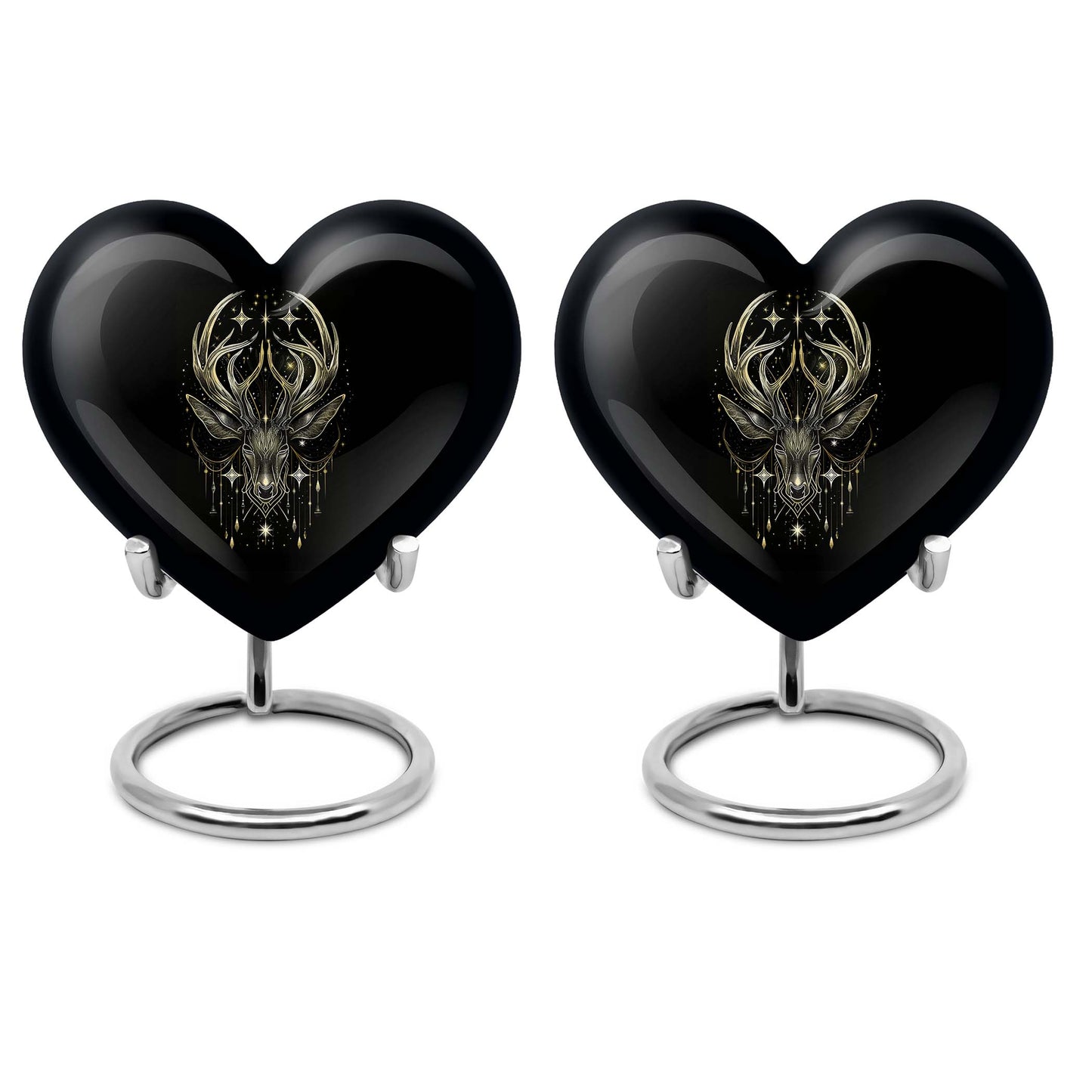 10 inch heart-shaped moose walking urn, 