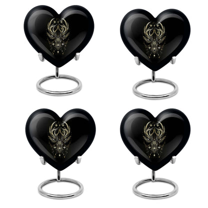 10 inch heart-shaped moose walking urn, 