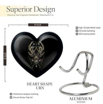 10 inch heart-shaped moose walking urn, 
