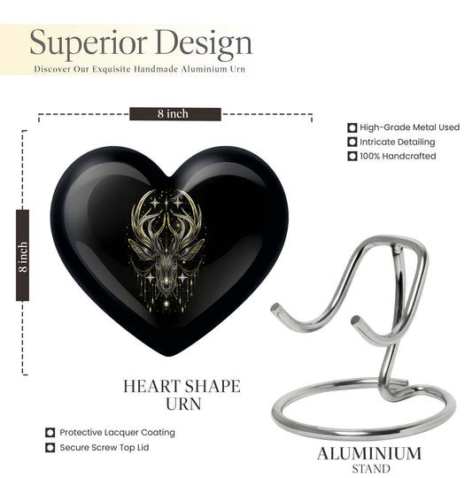 10 inch heart-shaped moose walking urn, 