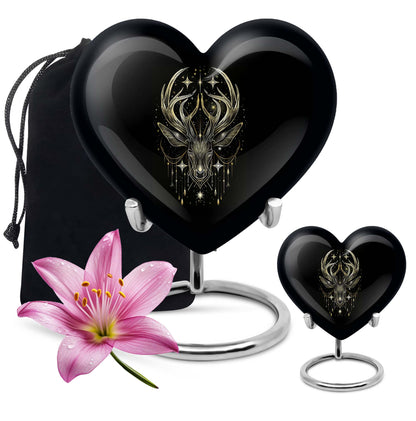 10 inch heart-shaped moose walking urn, 