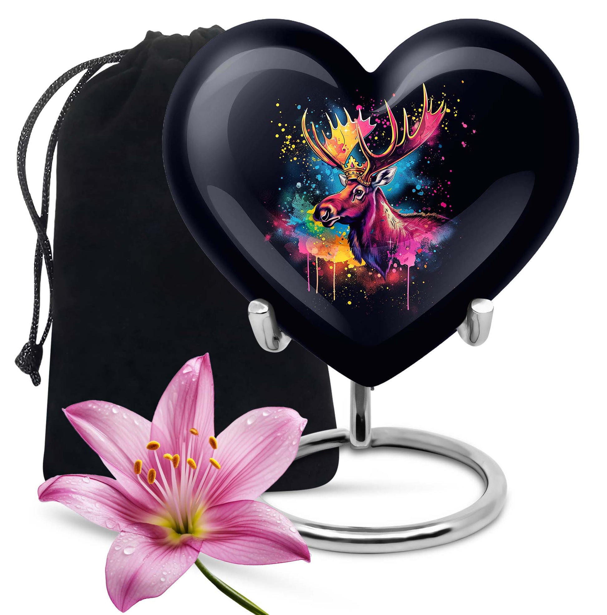 heart-shaped moose walking urn