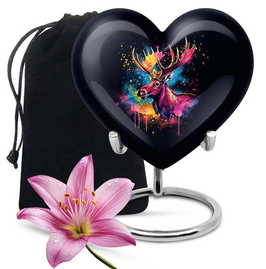 heart-shaped moose walking urn