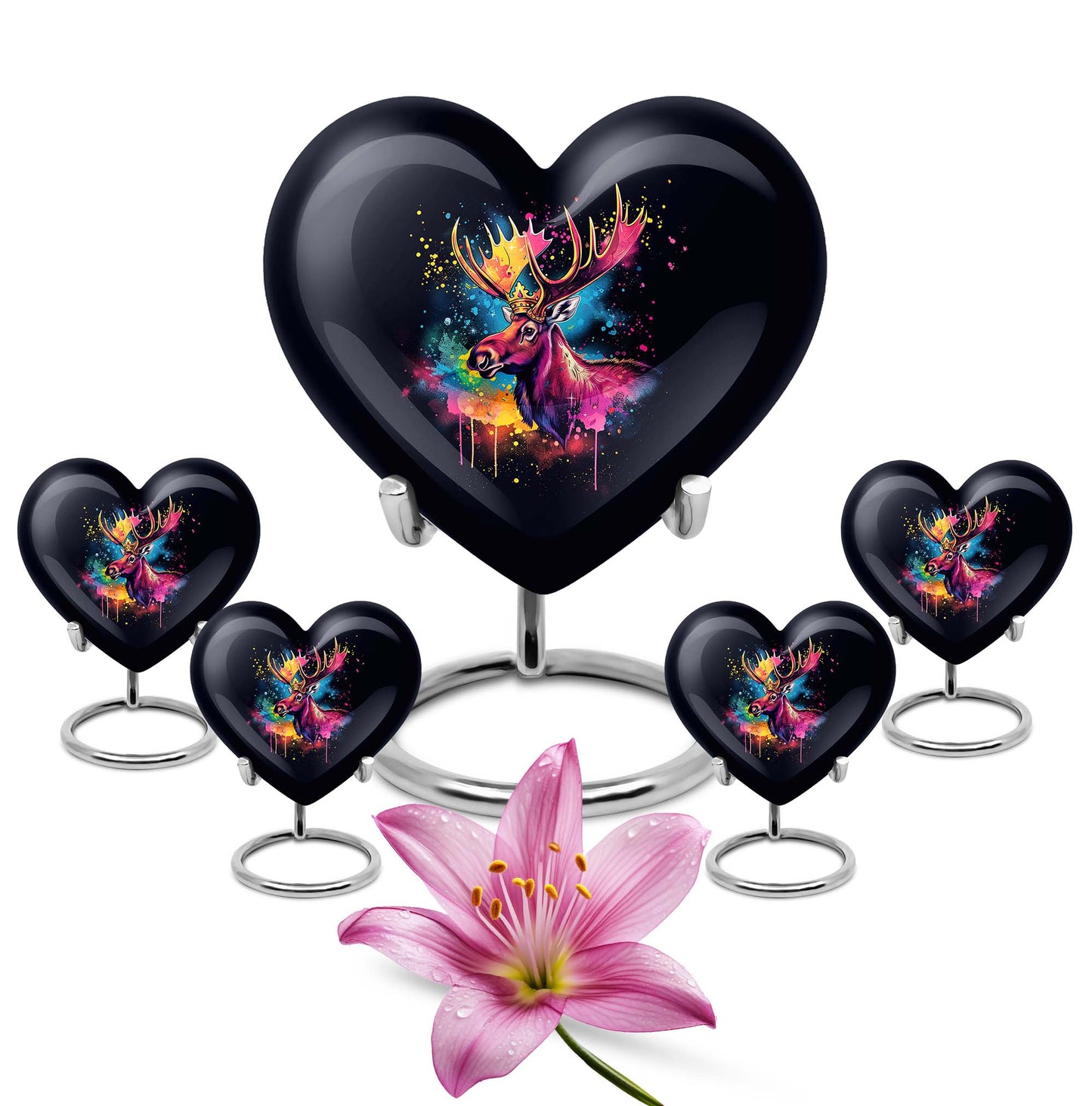 heart-shaped moose walking urn