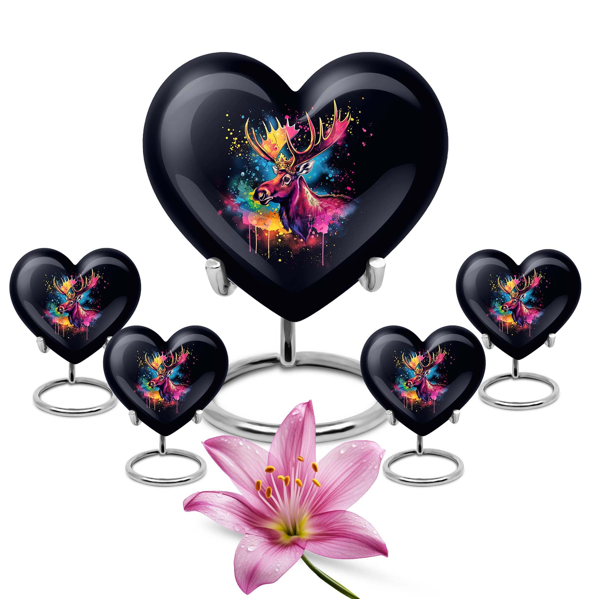 heart-shaped moose walking urn