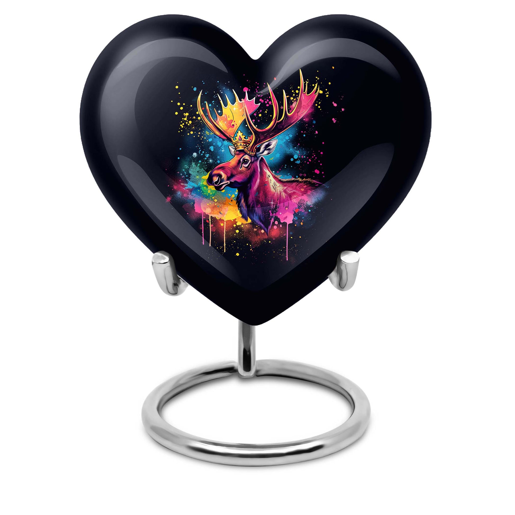 heart-shaped moose walking urn