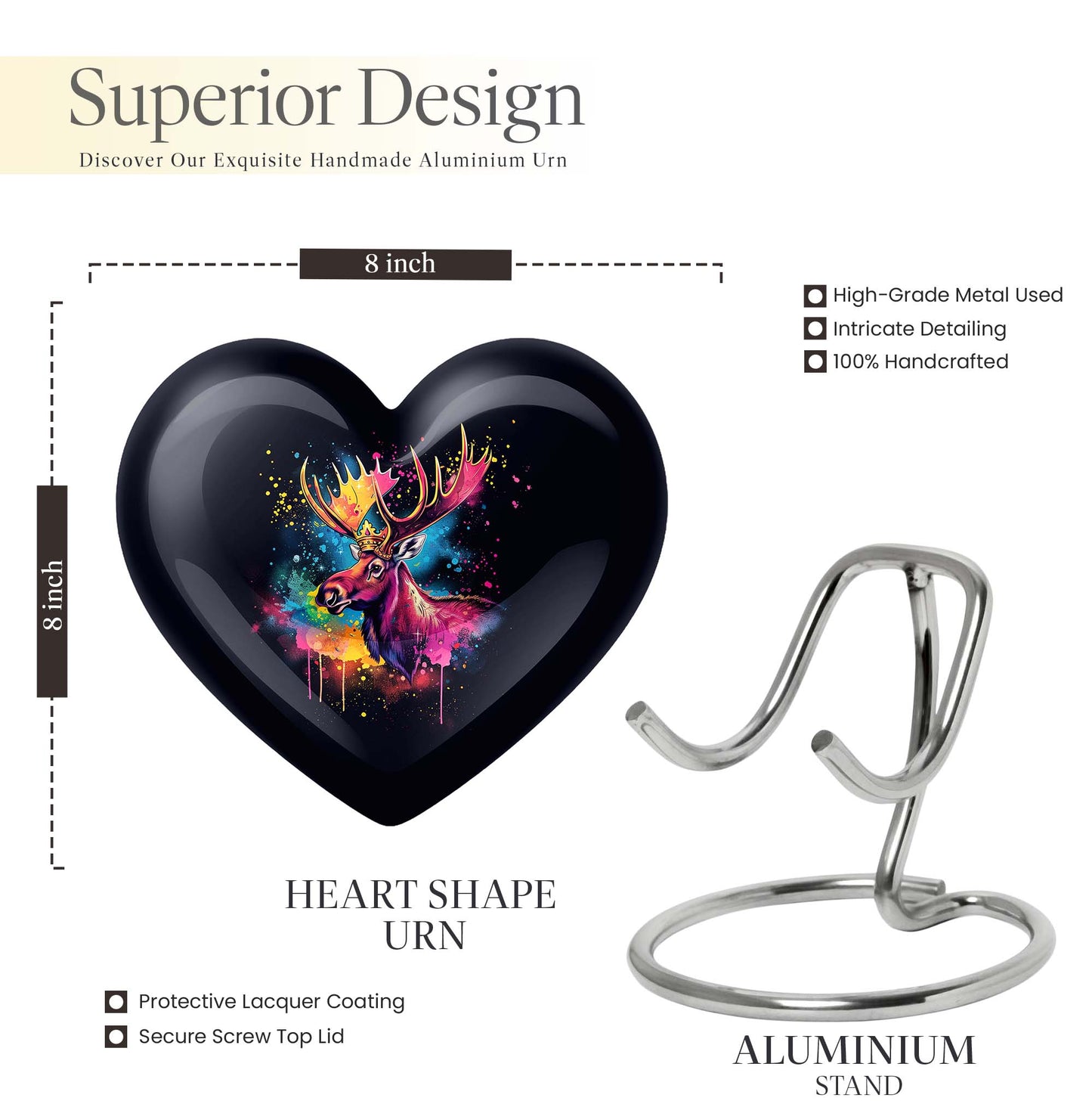 heart-shaped moose walking urn