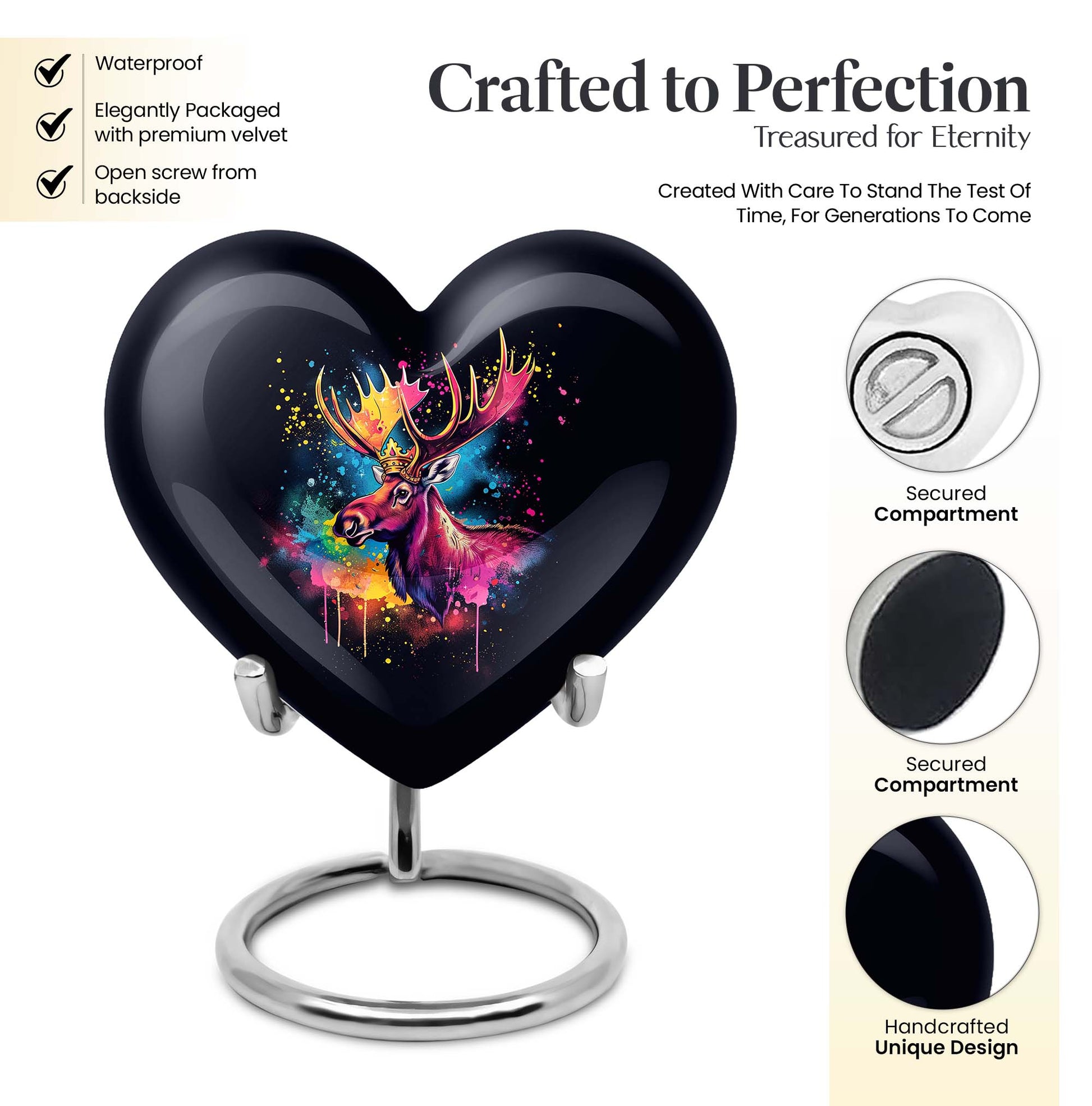 heart-shaped moose walking urn