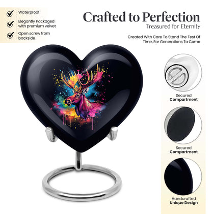 heart-shaped moose walking urn