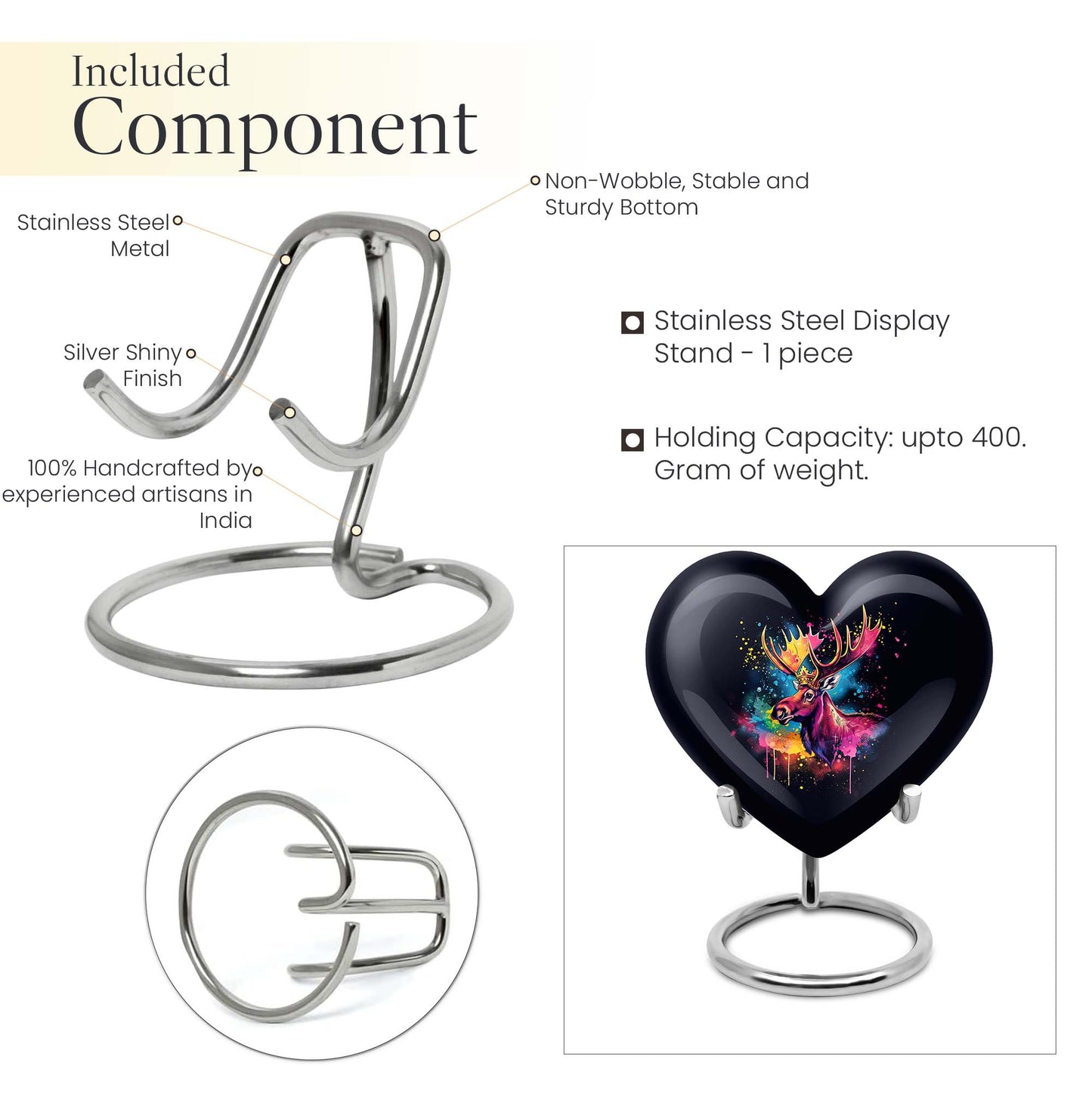heart-shaped moose walking urn