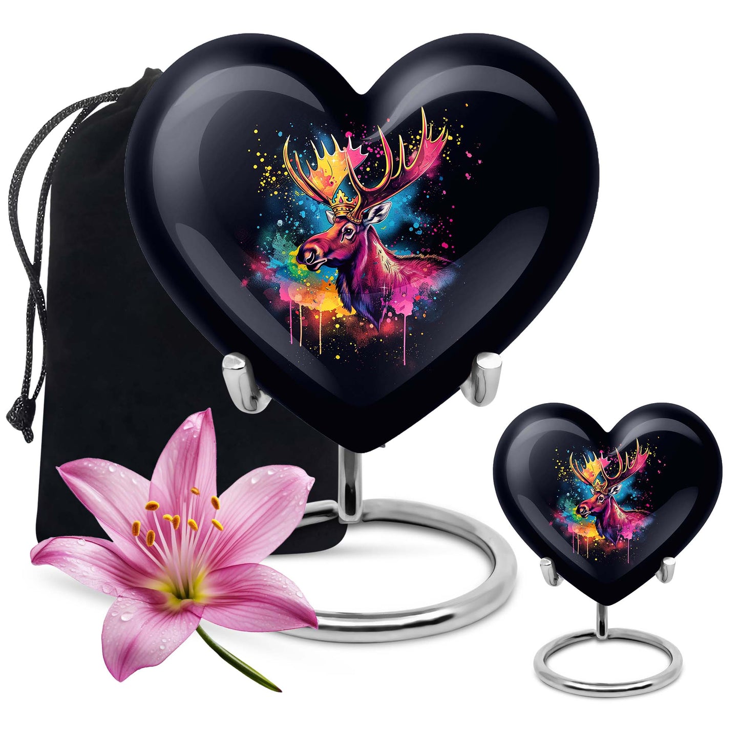heart-shaped moose walking urn