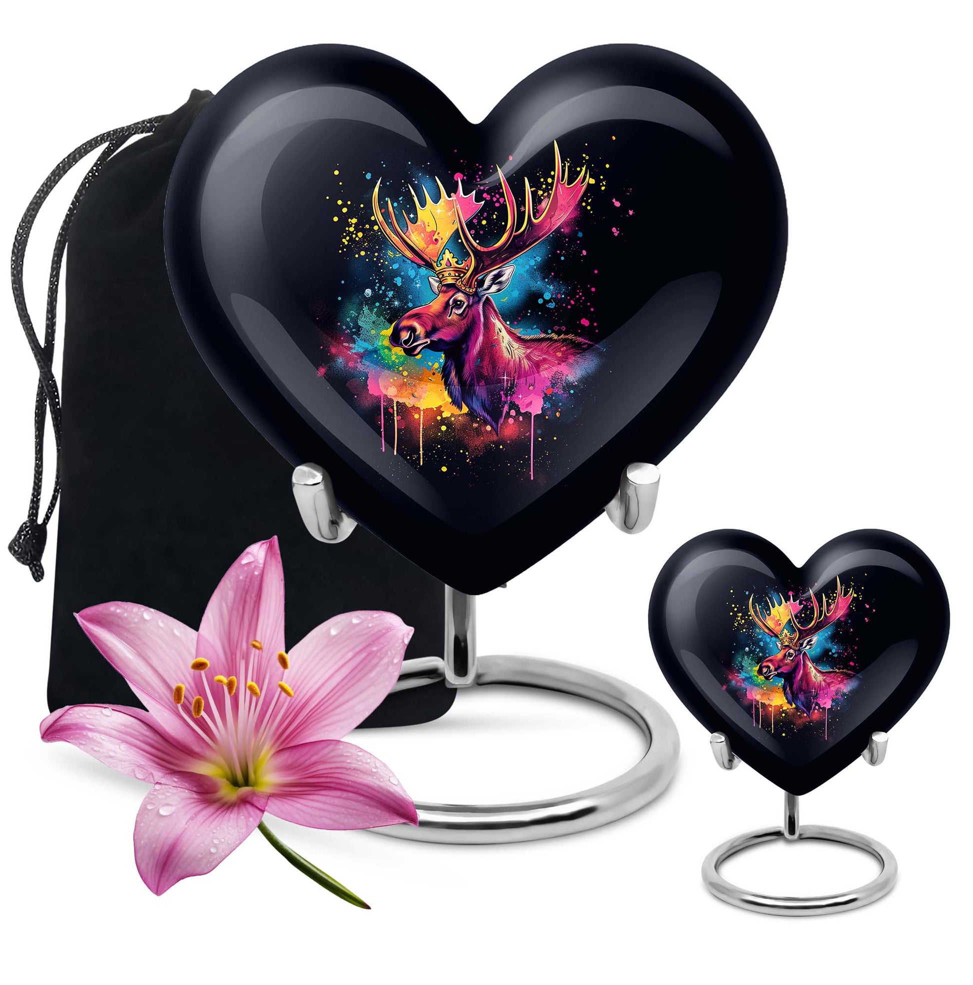 heart-shaped moose walking urn