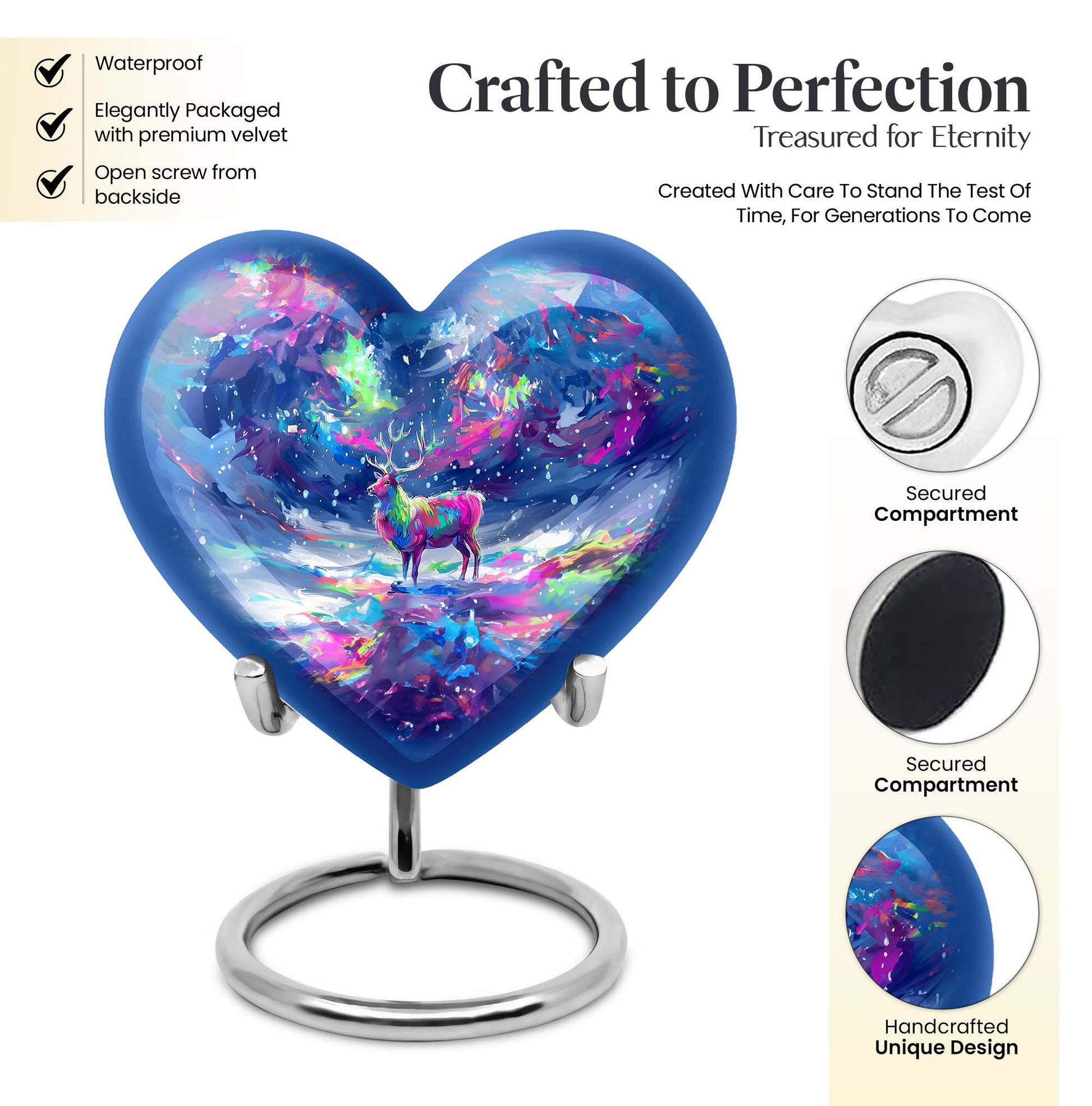 moose walking heart-shaped urn for ashes