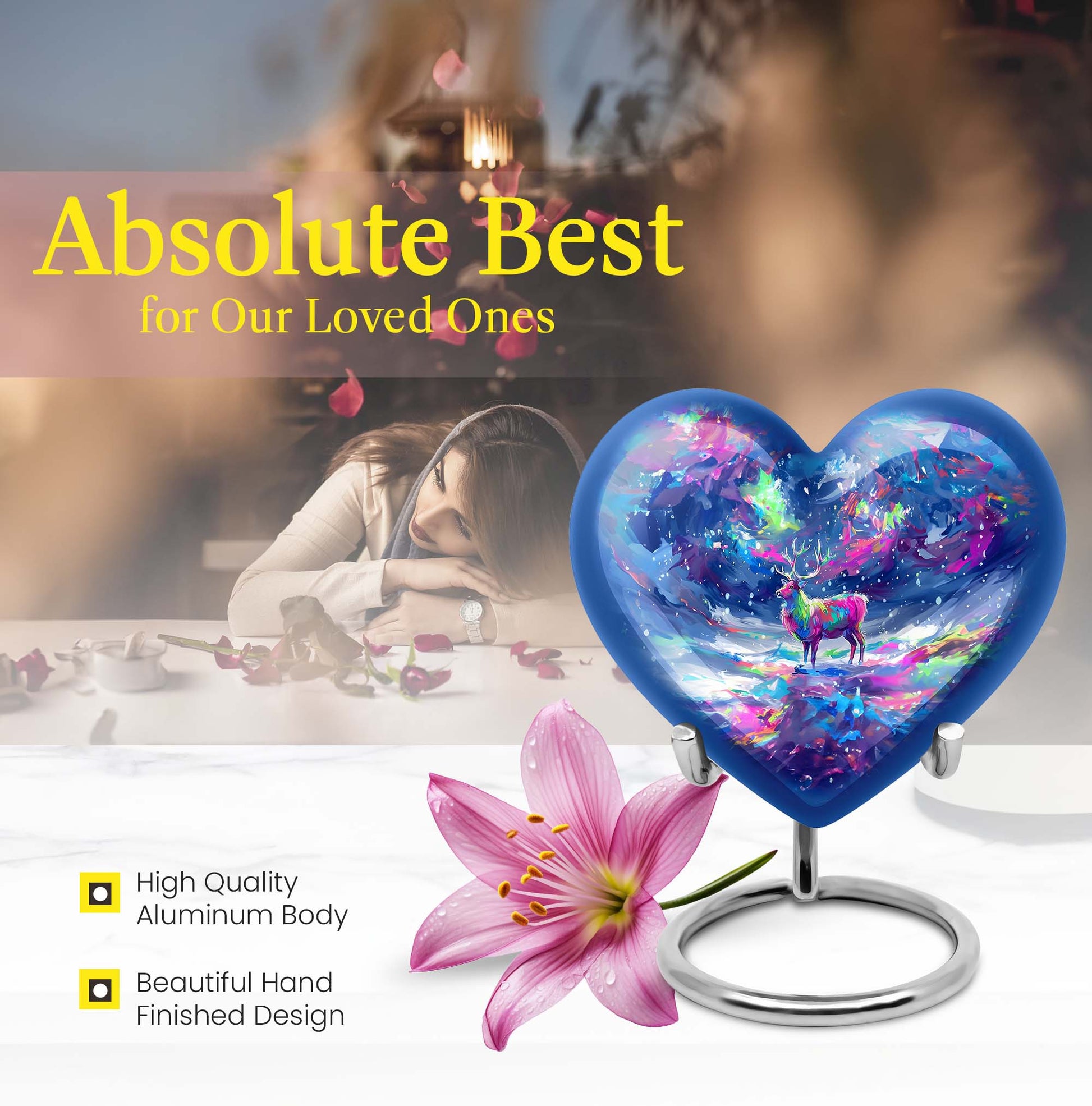 moose walking heart-shaped urn for ashes