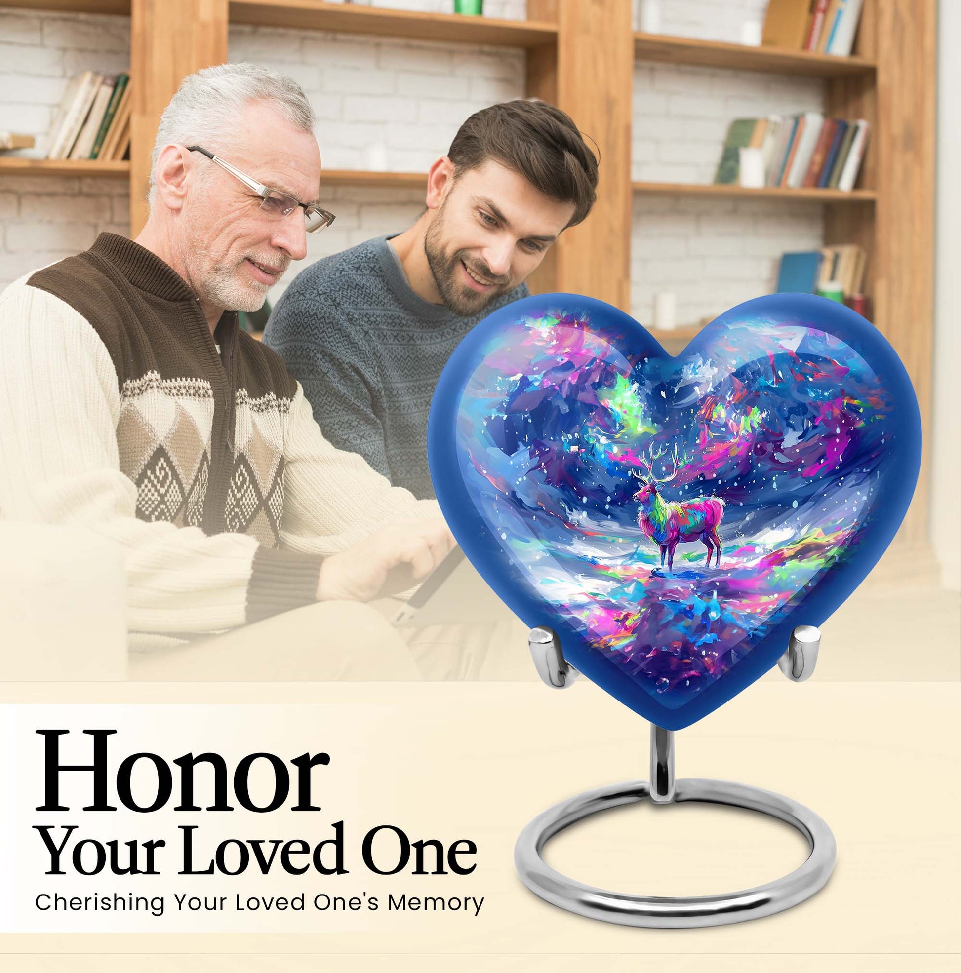 moose walking heart-shaped urn for ashes