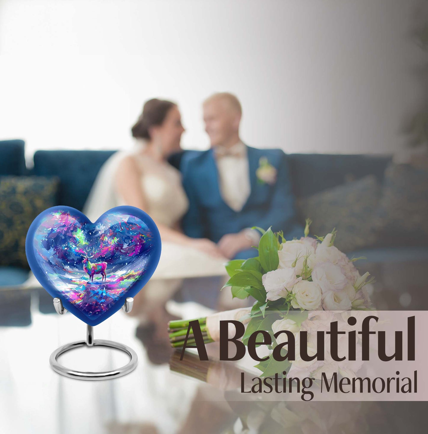 moose walking heart-shaped urn for ashes