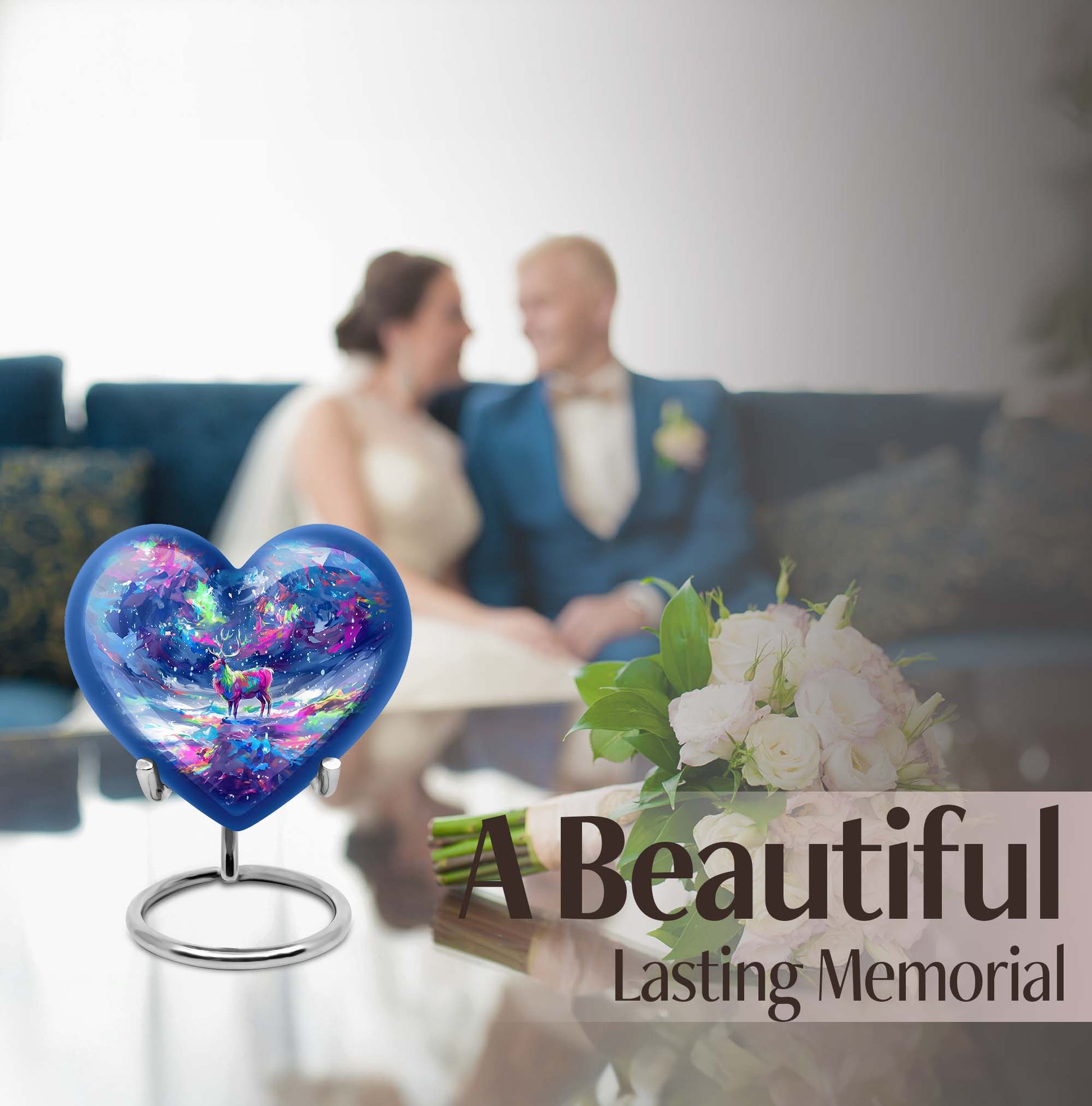 moose walking heart-shaped urn for ashes