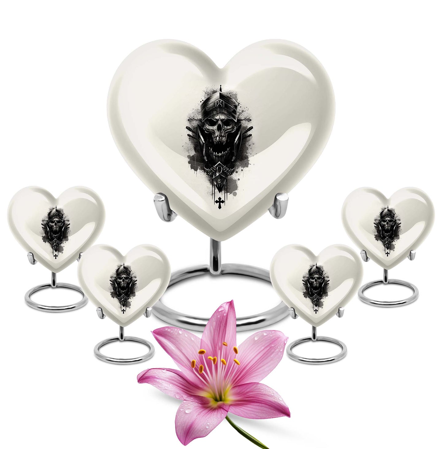 Large heart-shaped adult size catholic urn