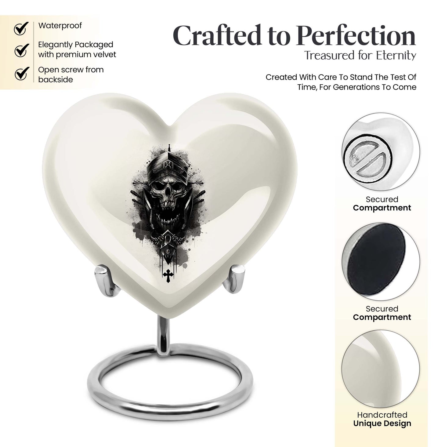 Large heart-shaped adult size catholic urn