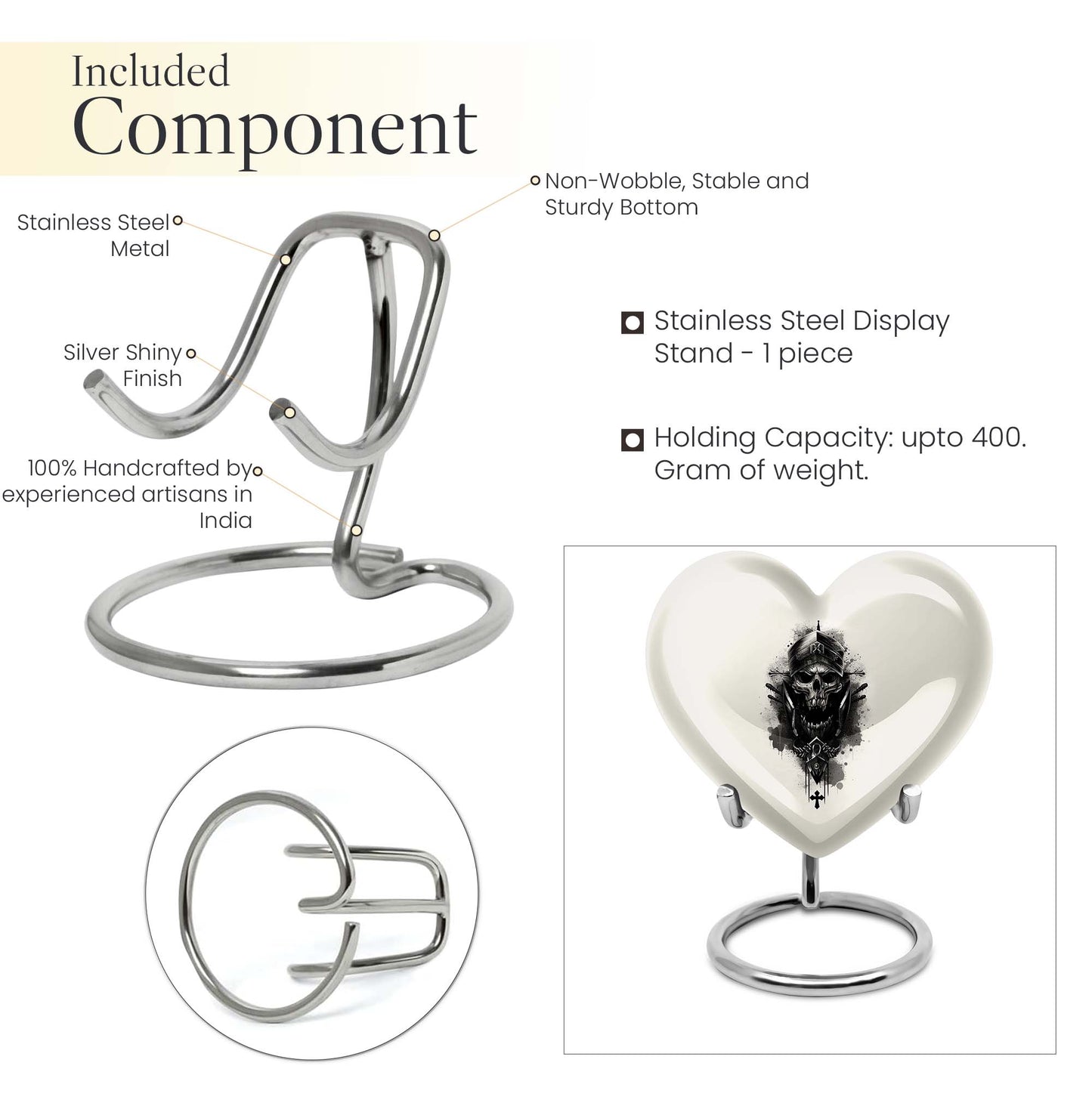 Large heart-shaped adult size catholic urn