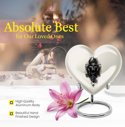 Large heart-shaped adult size catholic urn