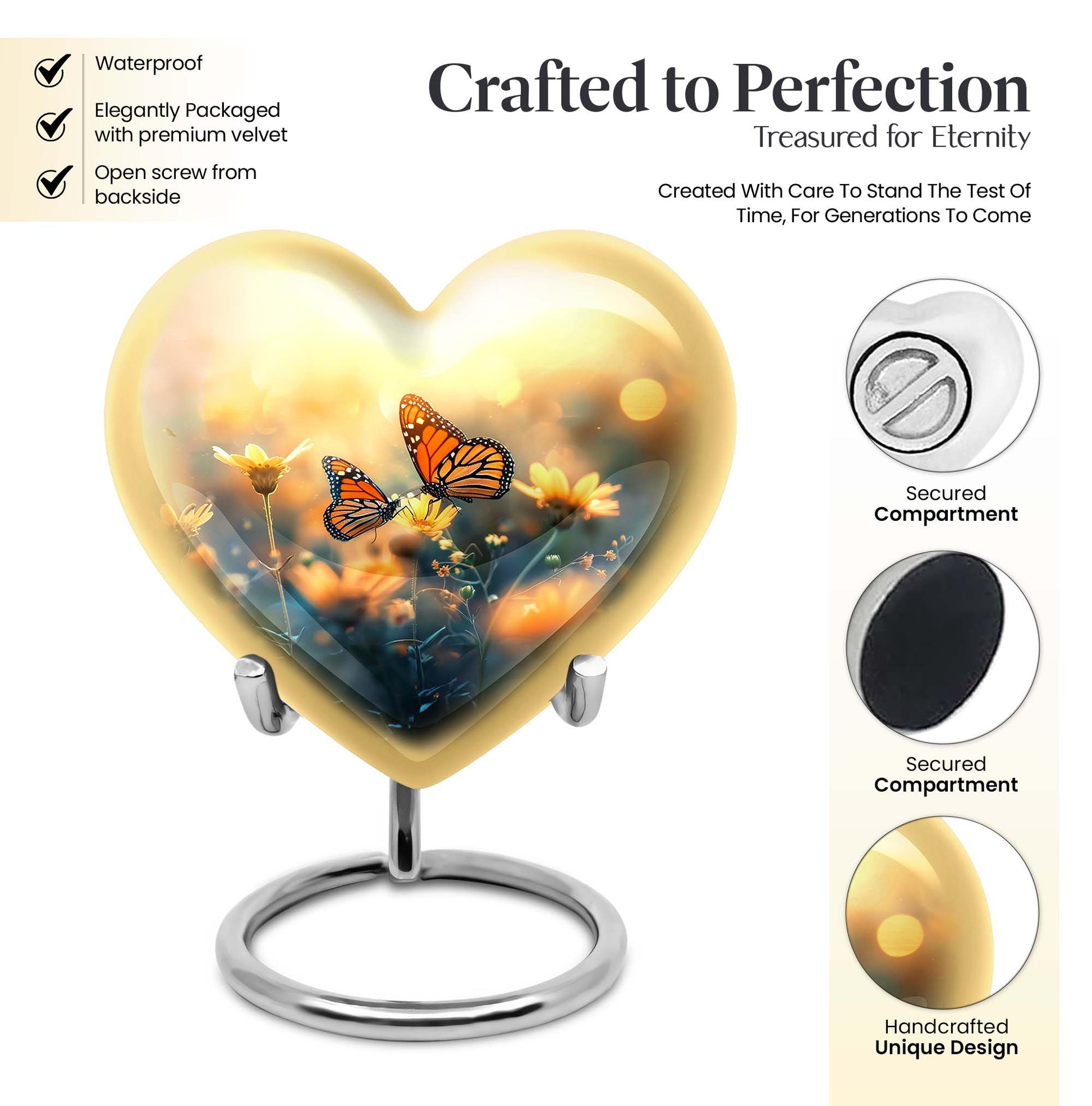 Heart butterfly urn for women