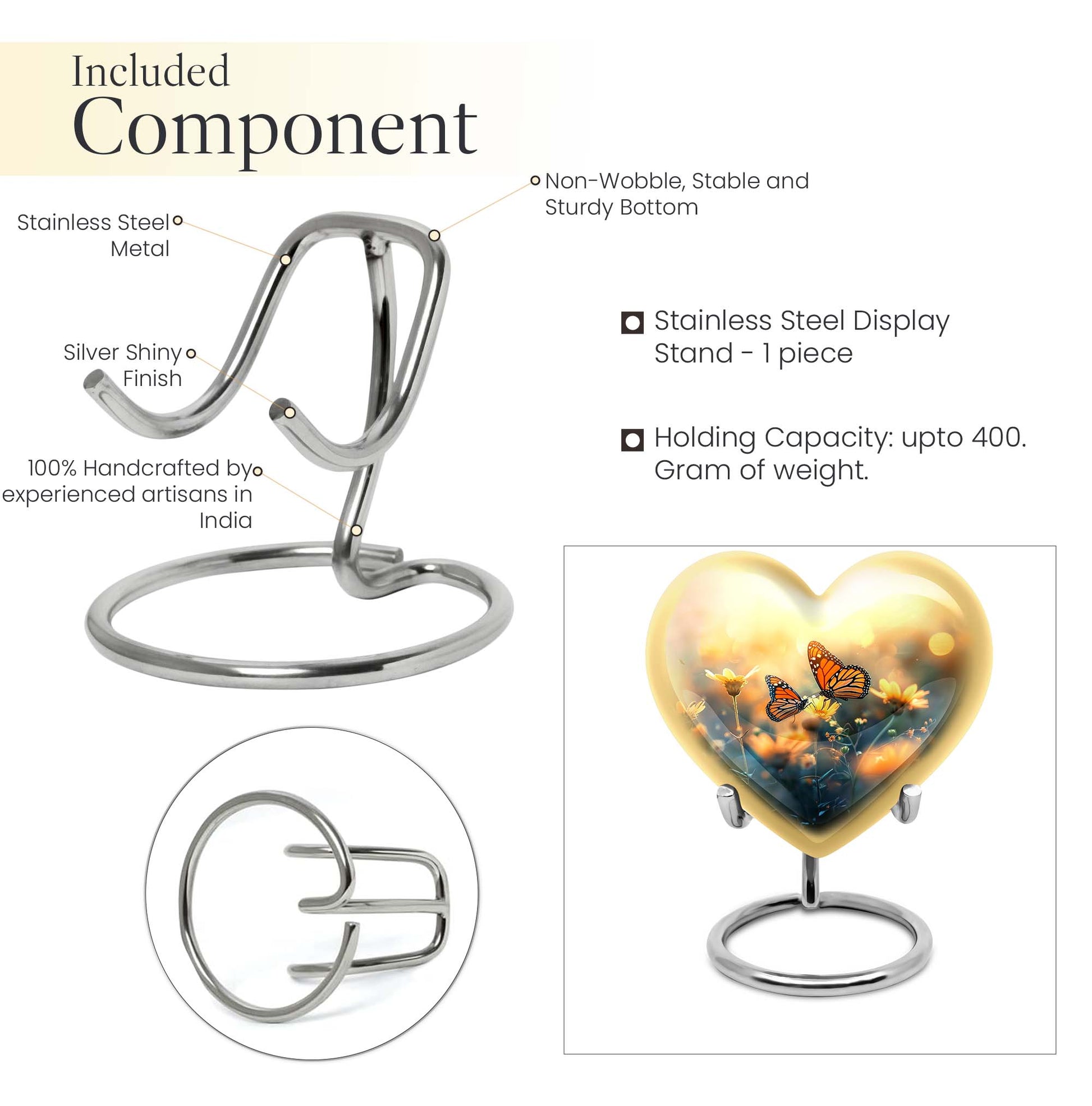 Heart butterfly urn for women