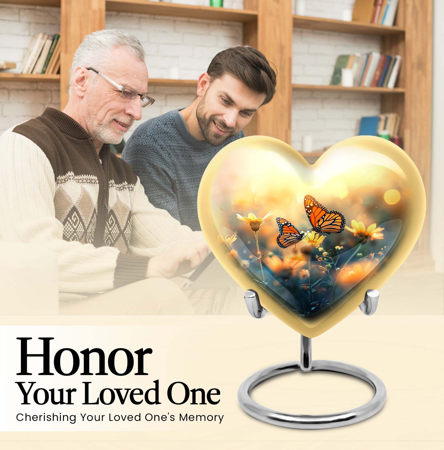 Heart butterfly urn for women