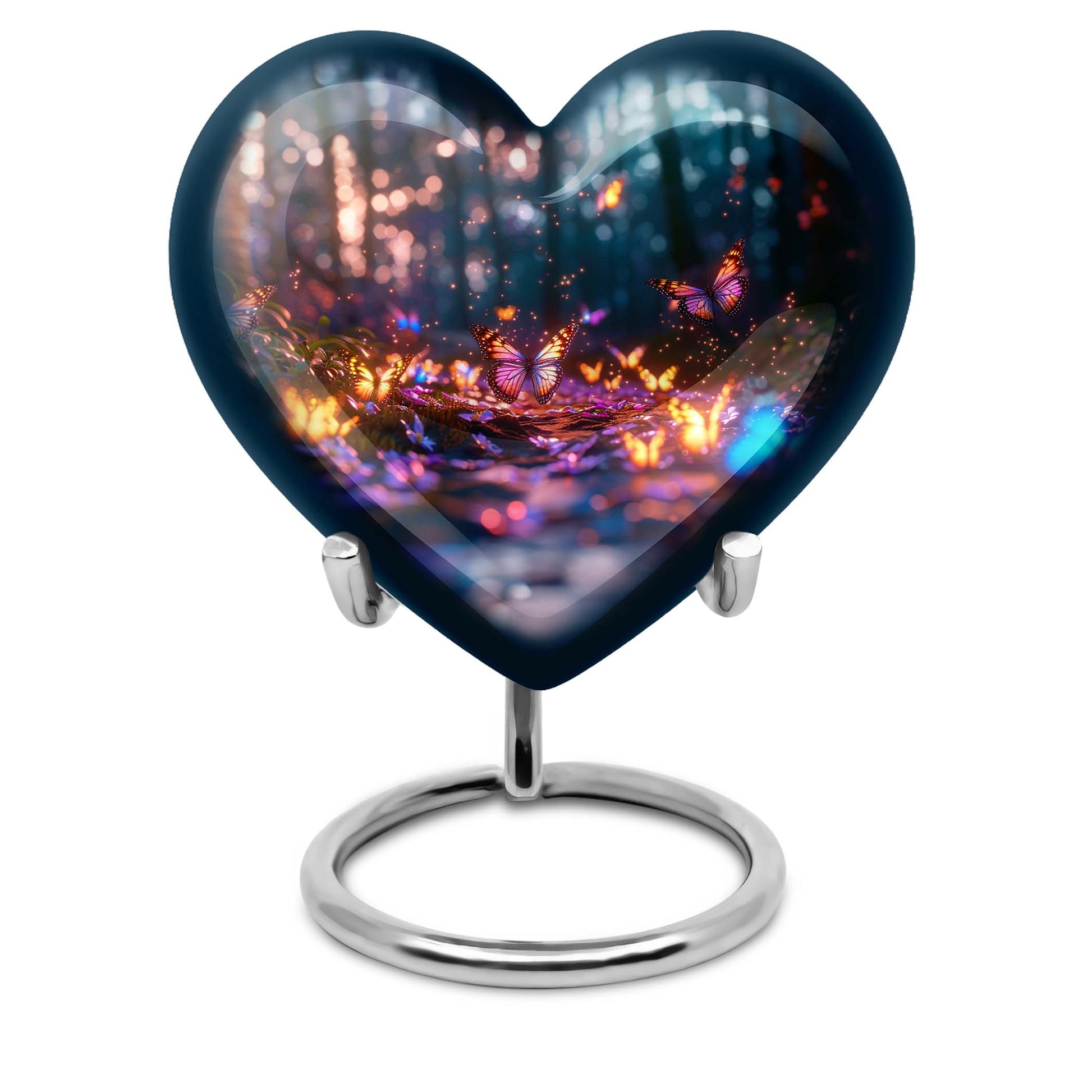 heart urn, butterfly design