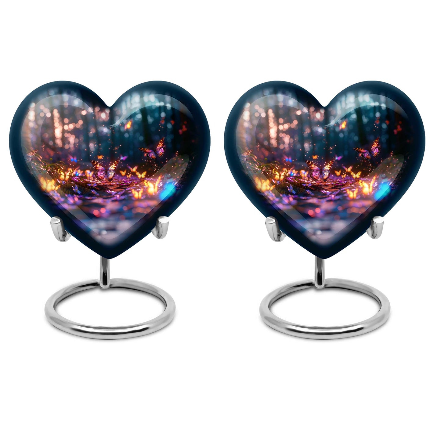 heart urn, butterfly design