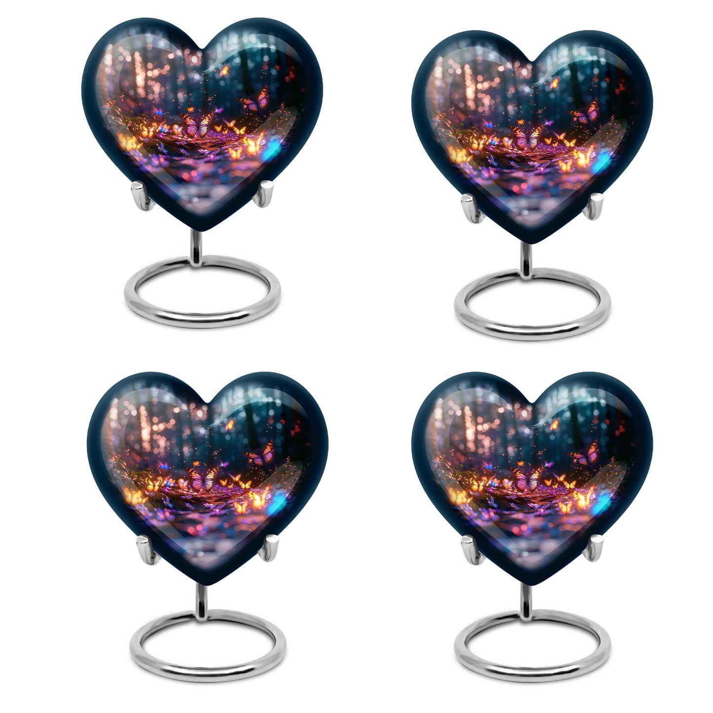 heart urn, butterfly design