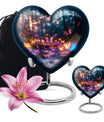heart urn, butterfly design