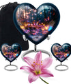 heart urn, butterfly design