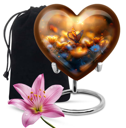 Heart-shaped butterfly urn made of for adult's ashes, 