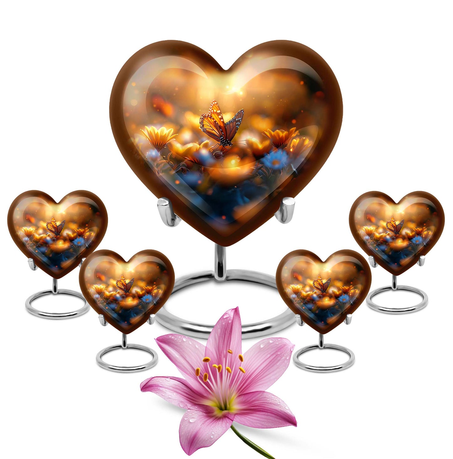 Heart-shaped butterfly urn made of for adult's ashes, 
